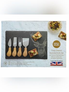 NIB Taylor's Eye Witness Slate Cheese Board & Knife Set